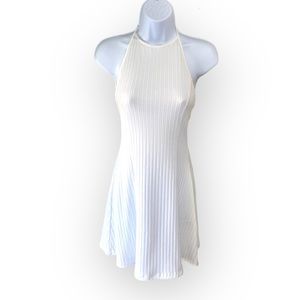 FOREVER 21 Fit and Flare White Ribbed Halter Dress Small